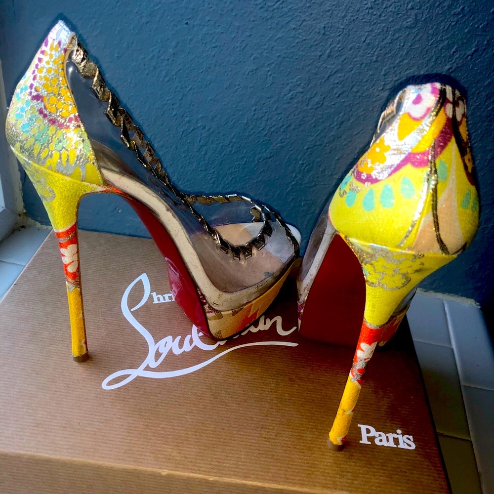 Clear and multicolored heels